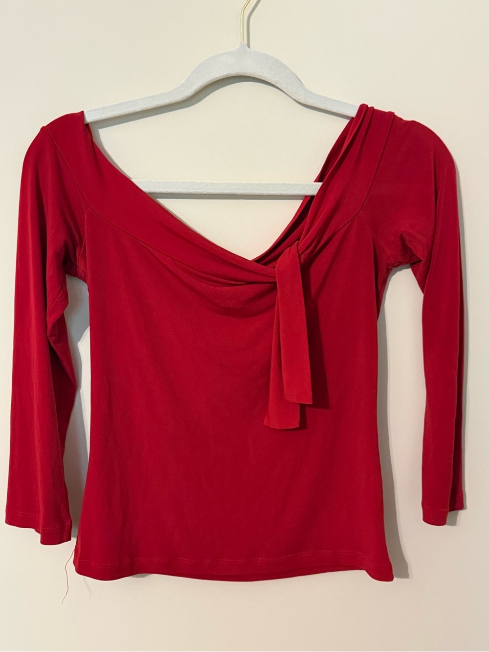 Vintage Frederick’s of Hollywood Women’s Red Tie-Detail Long Sleeve Top